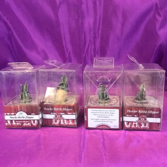 NWT Epic Set of 4 pewter corn husk wine bottle stopper Farmers market collection - Picture 7 of 7